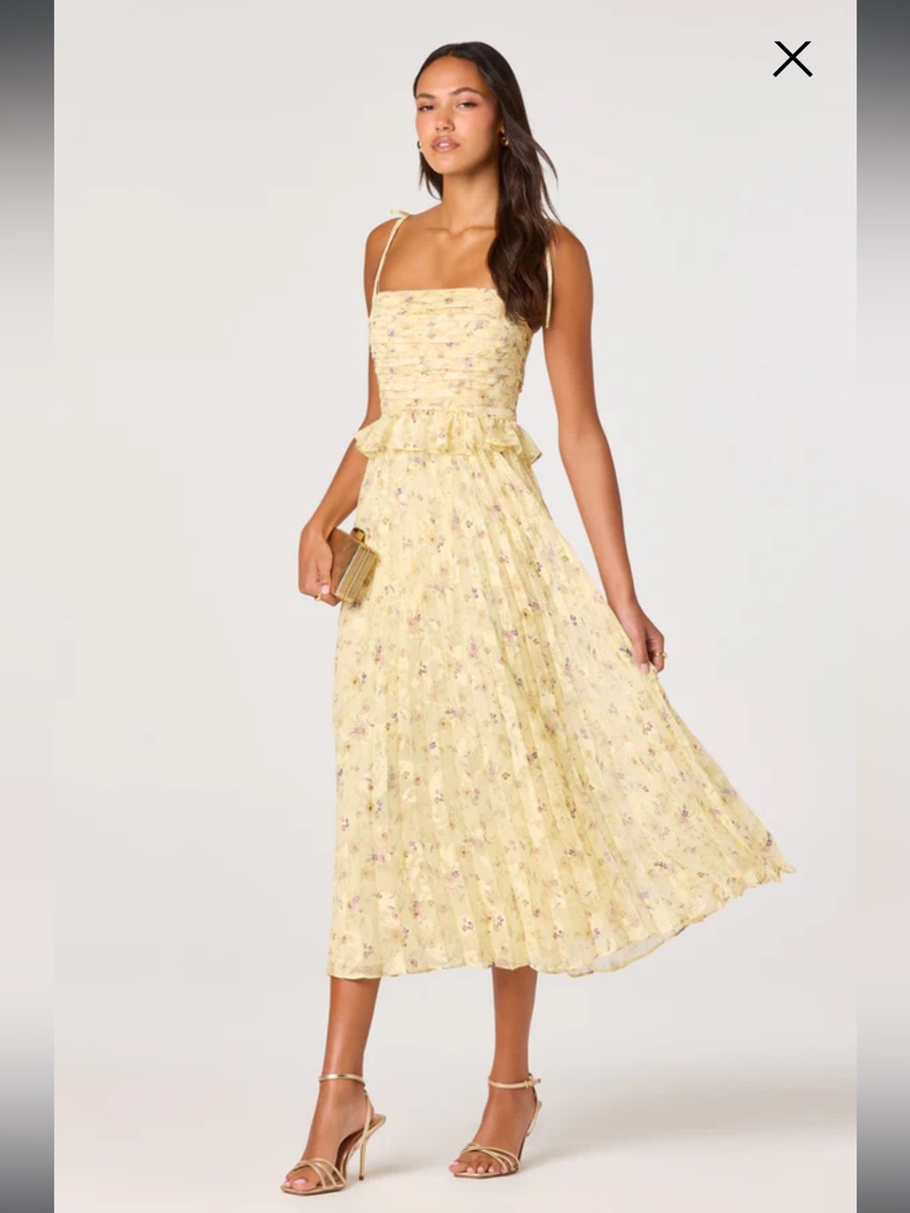 astr the label emerys yellow floral tie-shoulder midi dress size small NEW - Picture 12 of 12